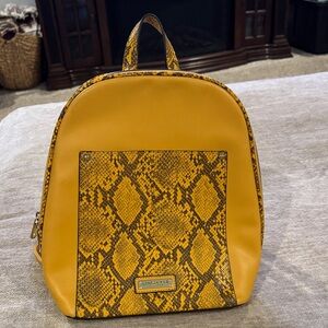 London Fog Yellow and Snake Print Backpack